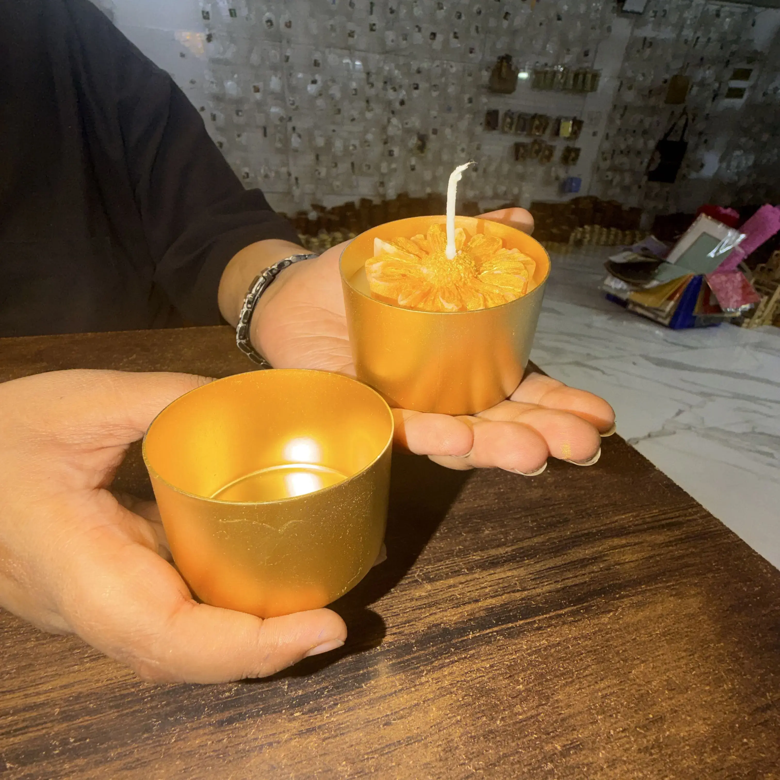 Golden Lotus Flower Candle Cup