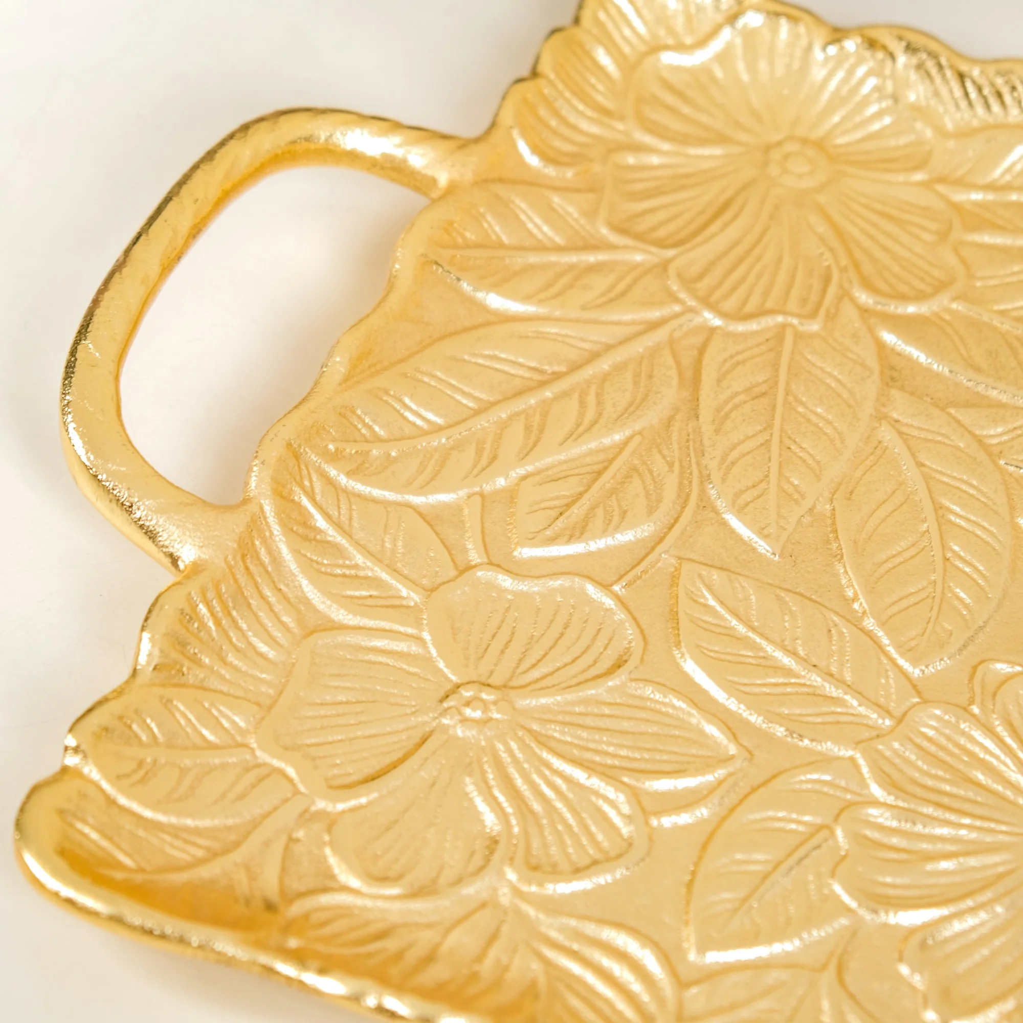 Golden Floral Embossed Serving Tray