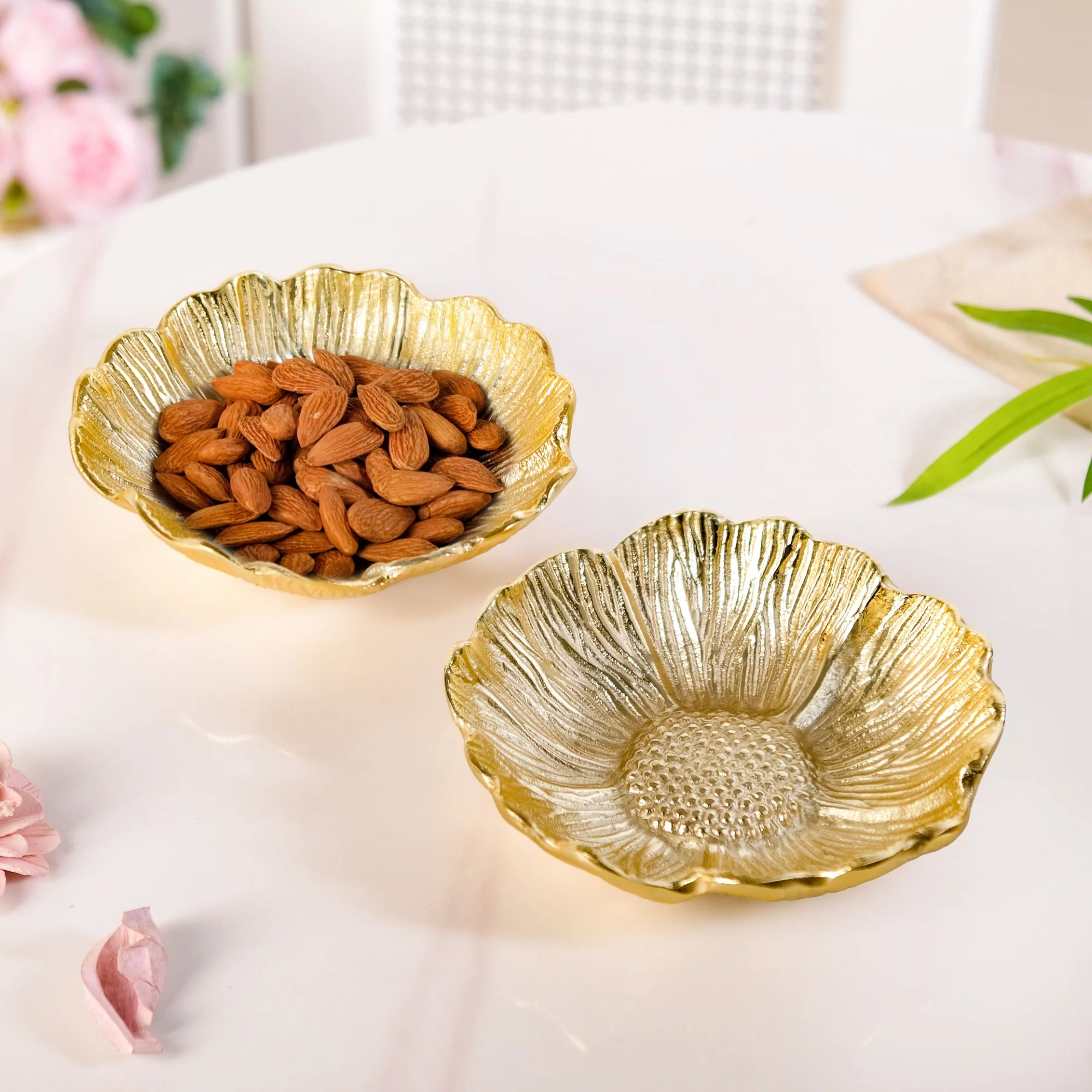 Golden Floral Decorative Bowl Set