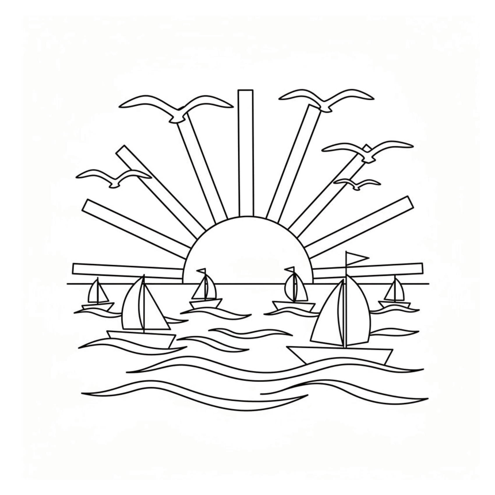Sunrise Regatta Coloring Page