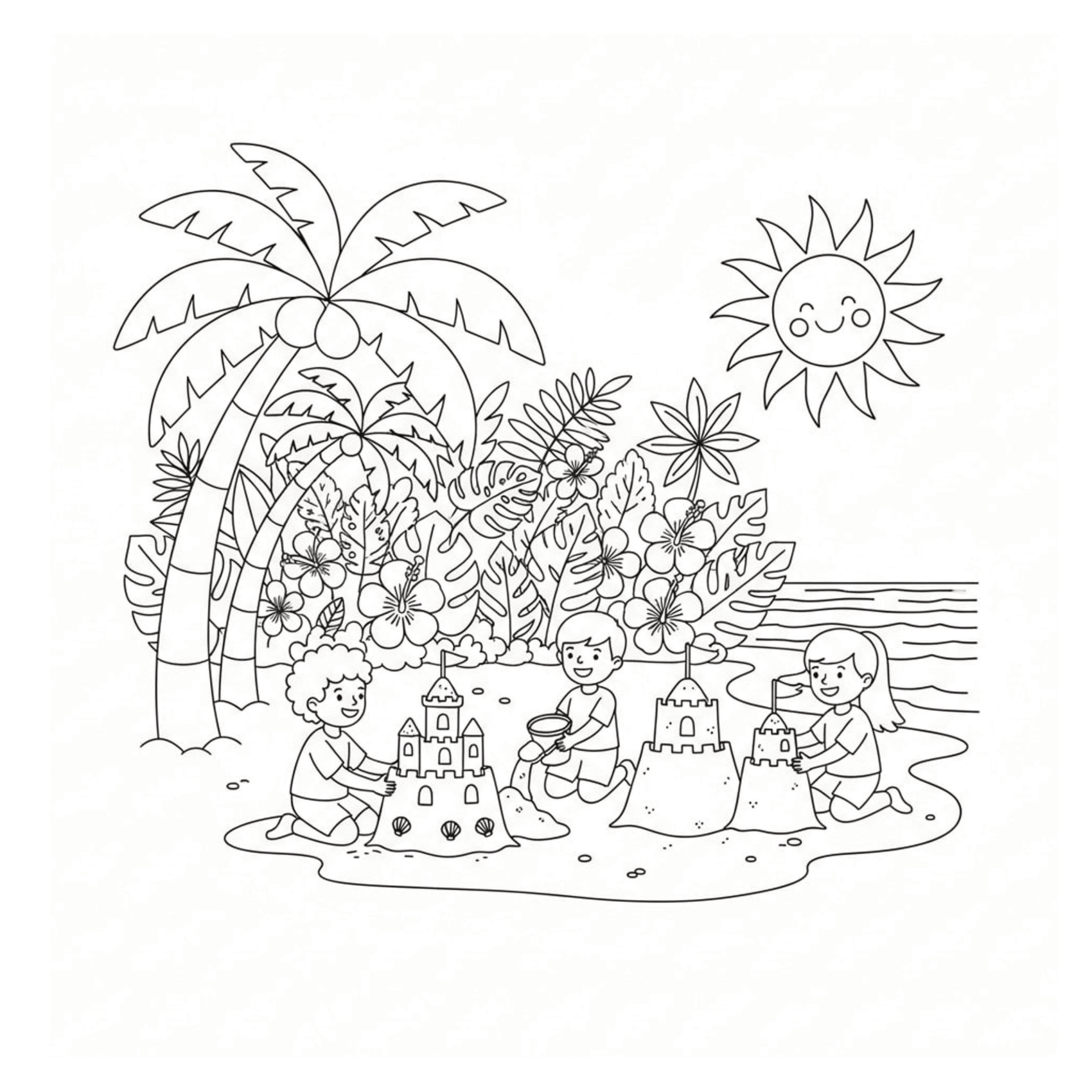 Beach Day Coloring Page
