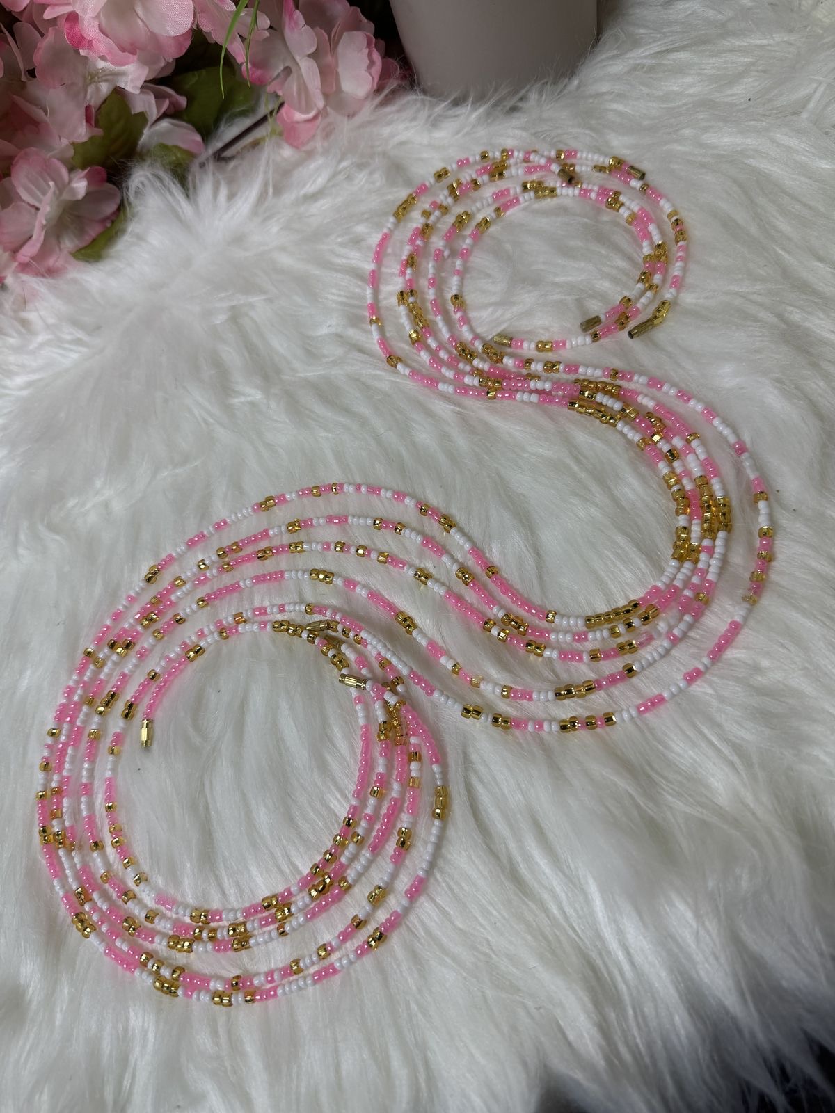 Pink & Gold Beaded Waist Chain