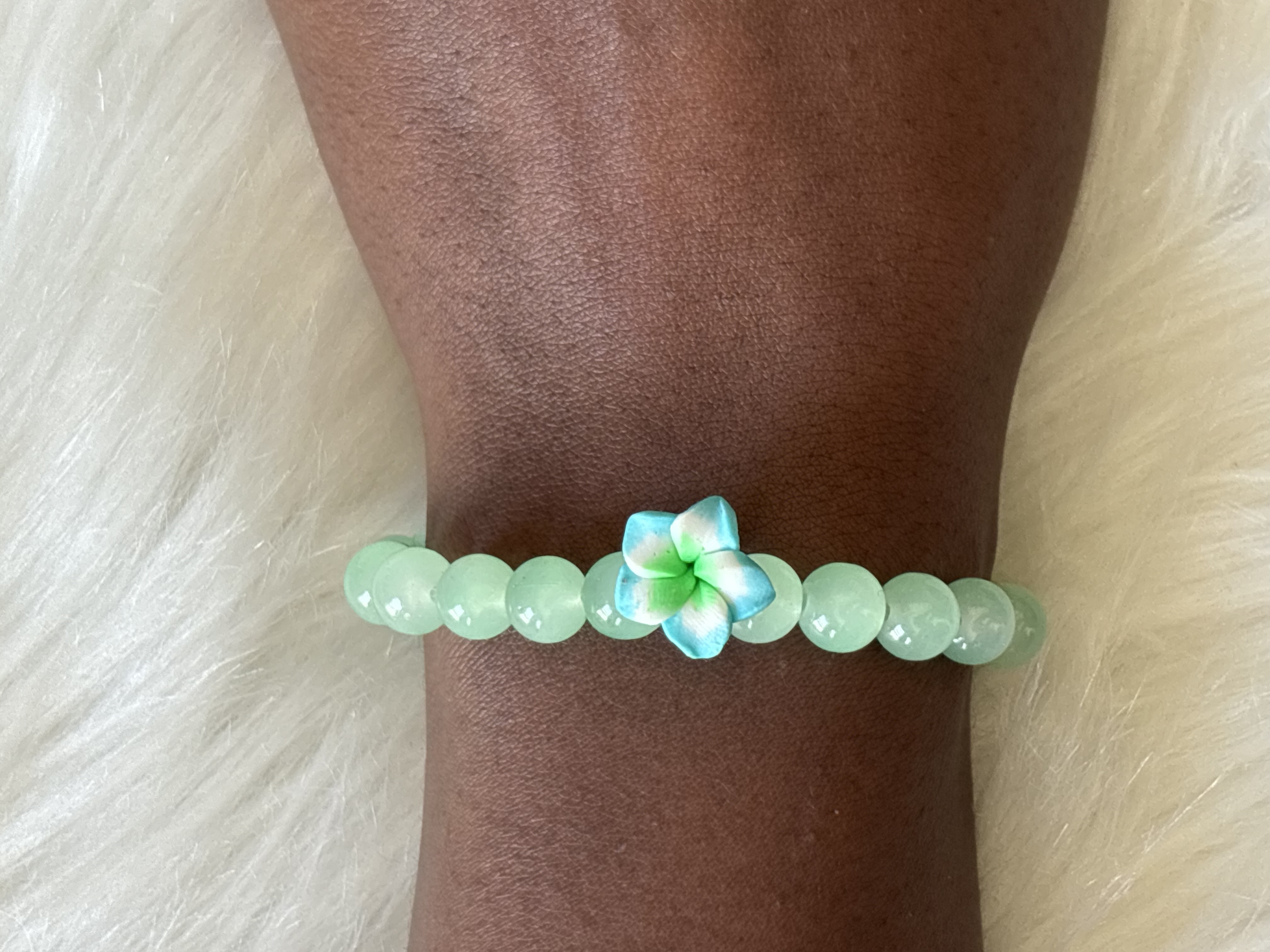 Green Beaded Flower Bracelet