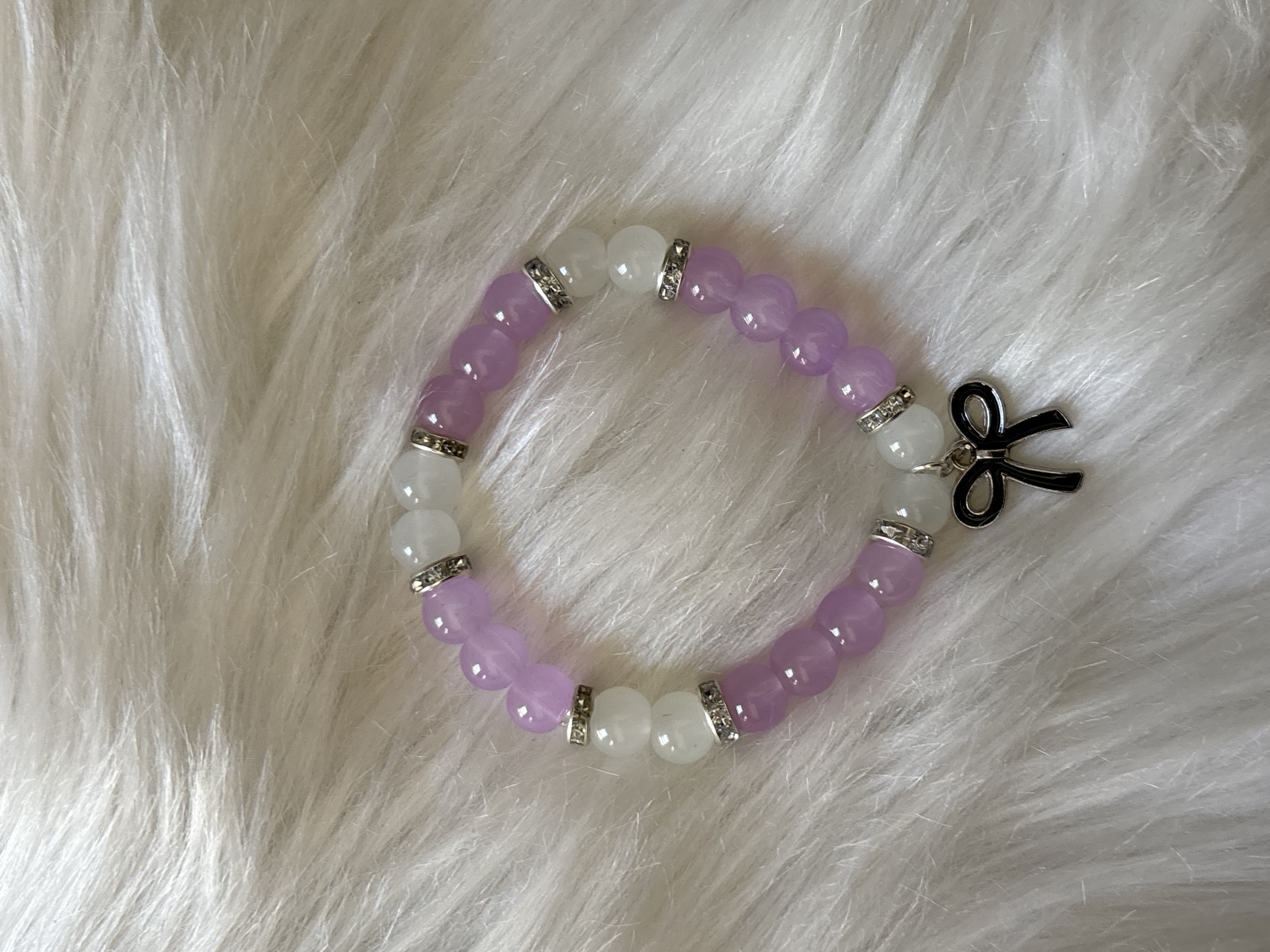 Purple & White Beaded Bracelet