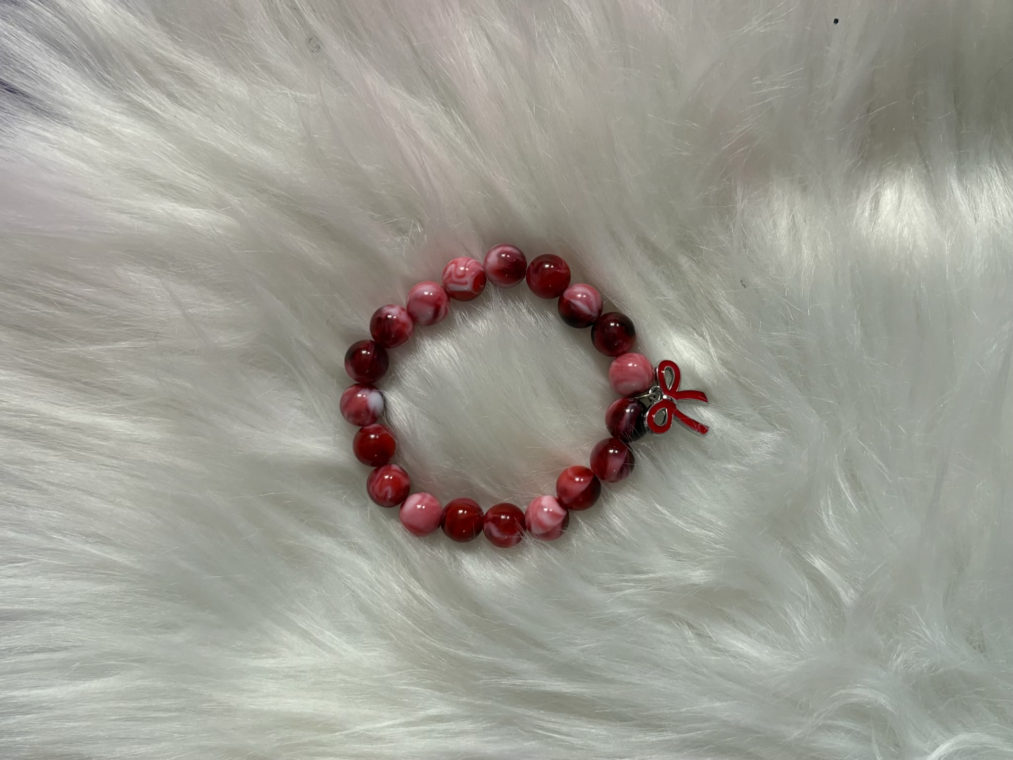 Pink Marble Bead Bracelet