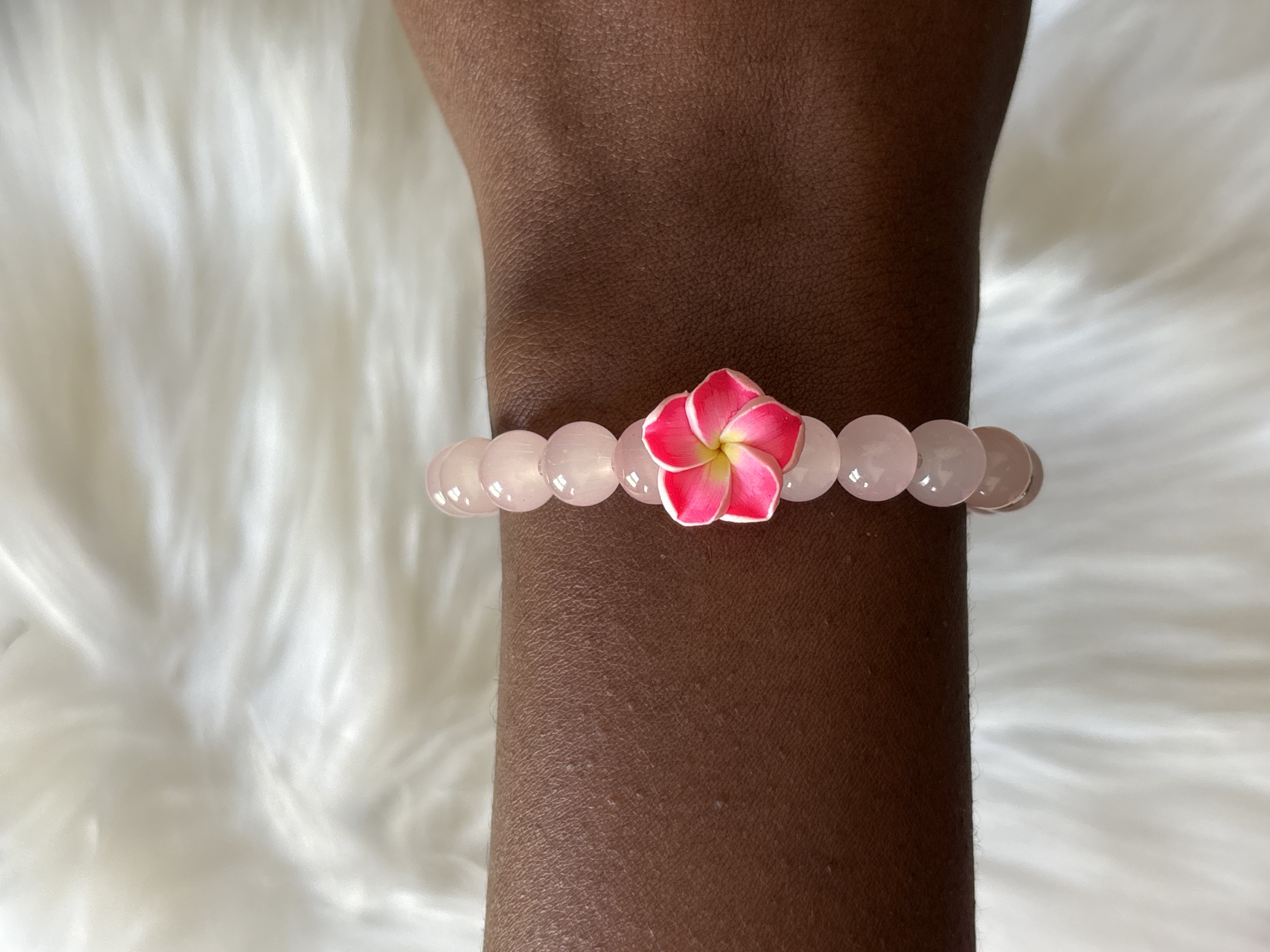 Pink Flower Beaded Bracelet