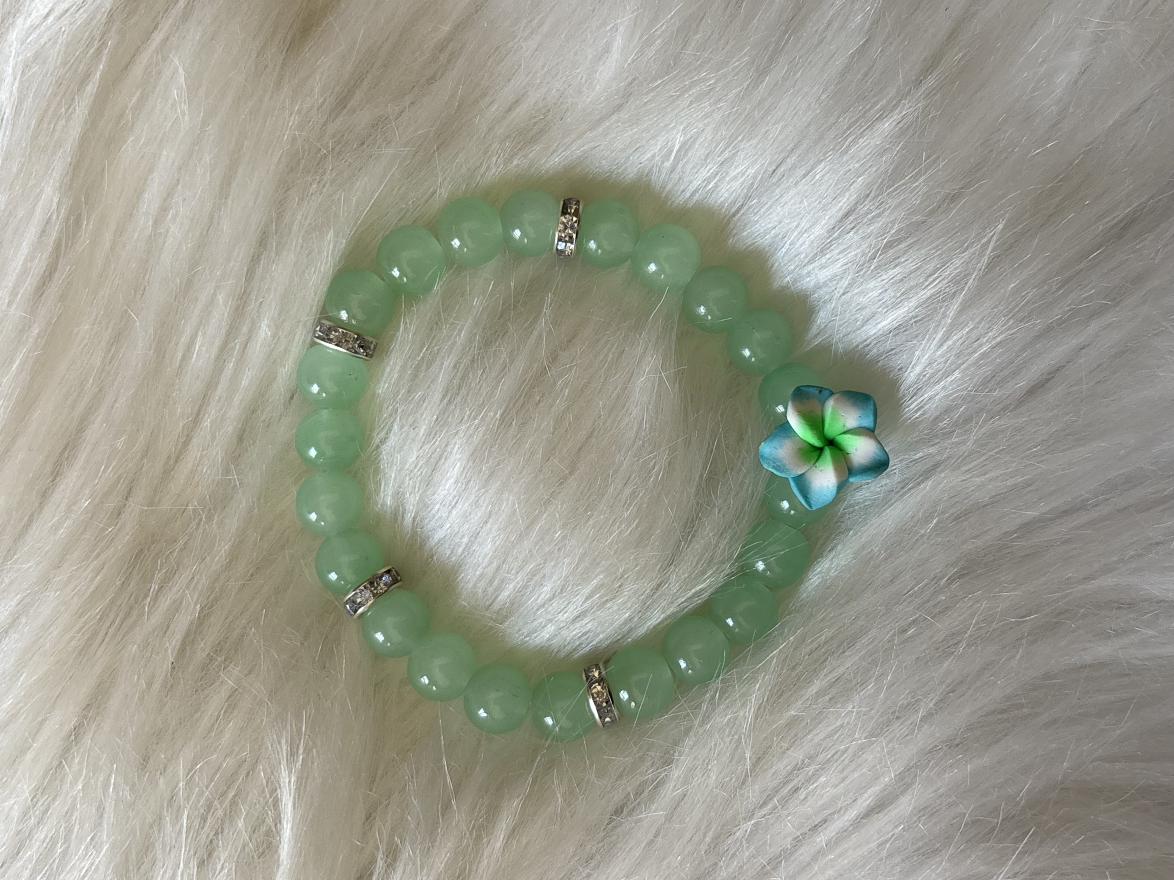 Green Beaded Flower Bracelet