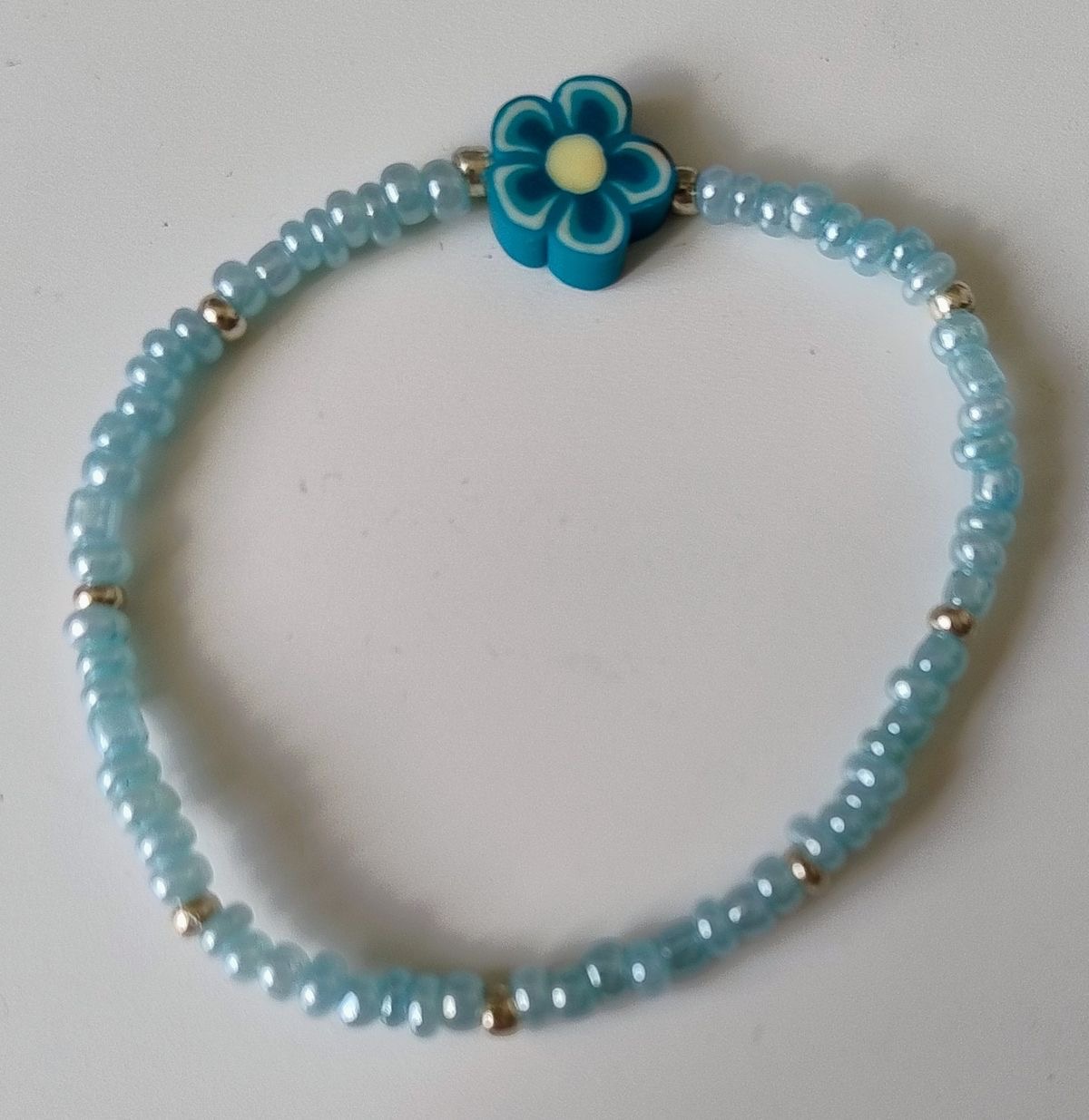 Blue Flower Bead Bracelet