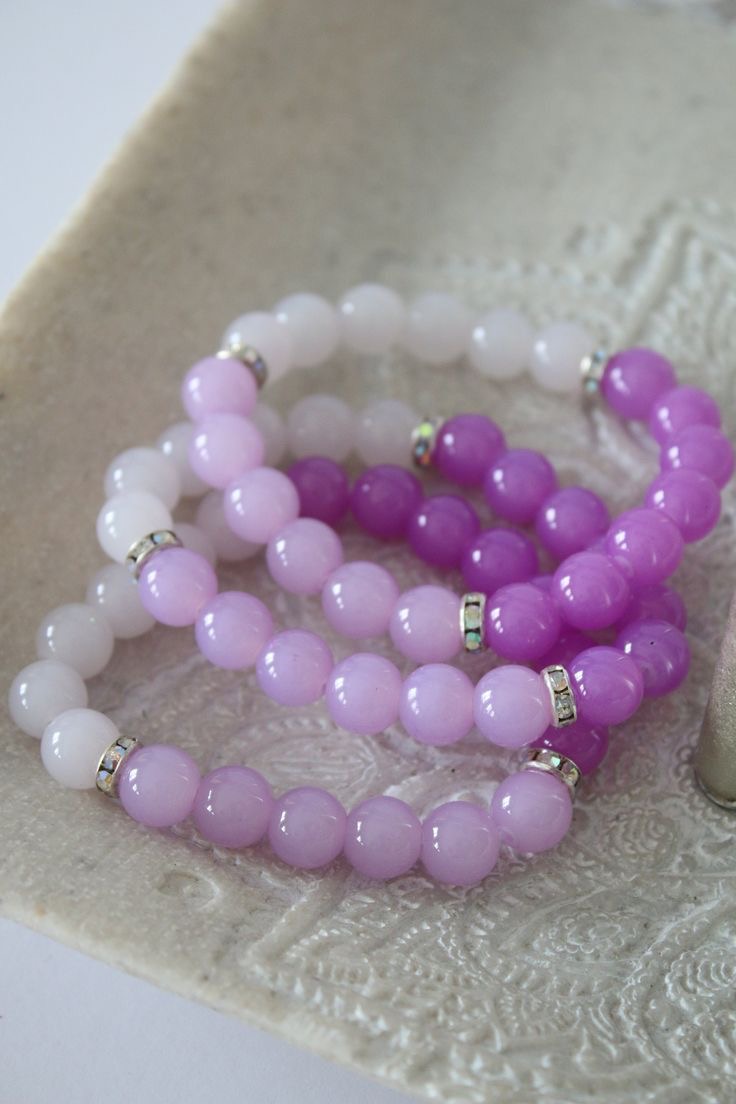 Purple & White Beaded Bracelets