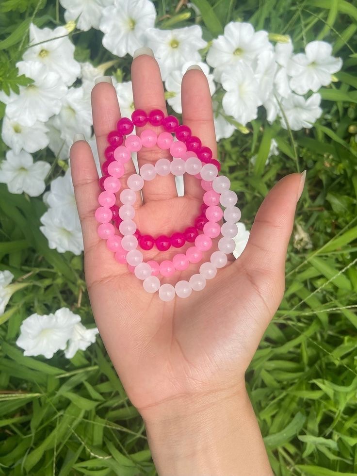 Pink Gemstone Bracelet Set