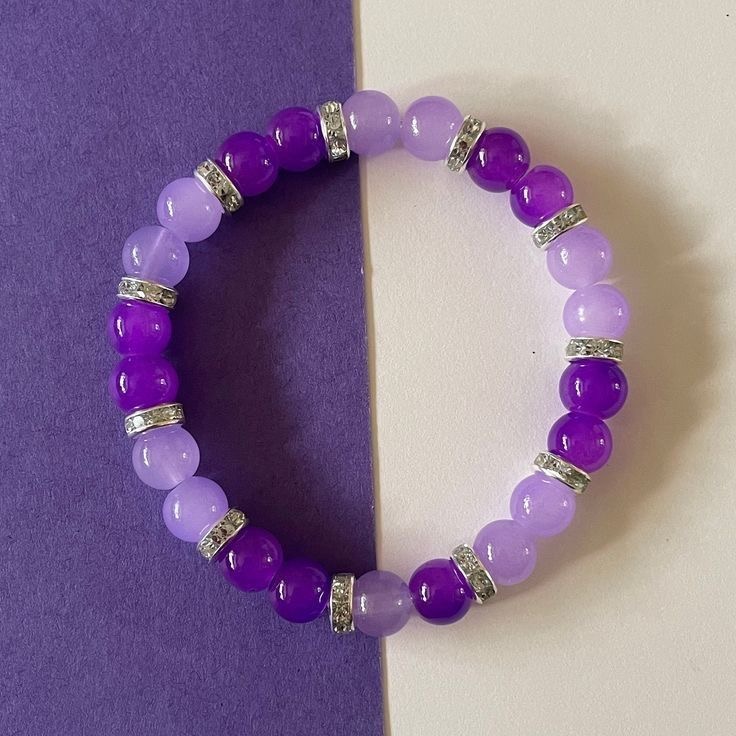 Purple Beaded Stretch Bracelet