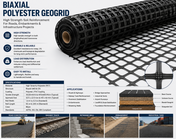 Biaxial Polyester Geogrid