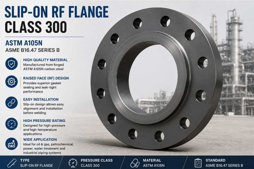 Slip-On RF Flange Class 300 – ASTM A105N (ASME B16.47 Series B)