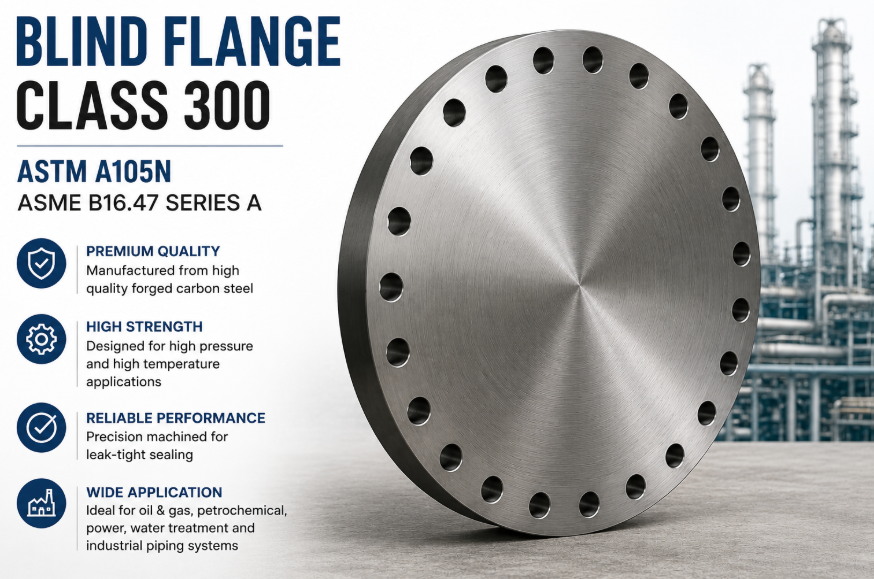 Blind Flange Class 300 – ASTM A105N (ASME B16.47 Series A)