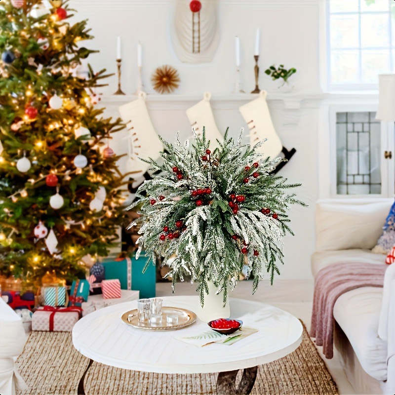 Snow-Frosted Holiday Pine Arrangement