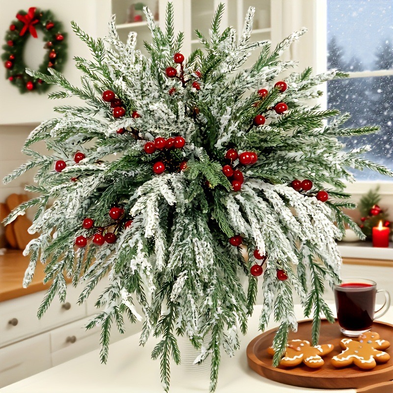 Snow-Frosted Holiday Pine Arrangement