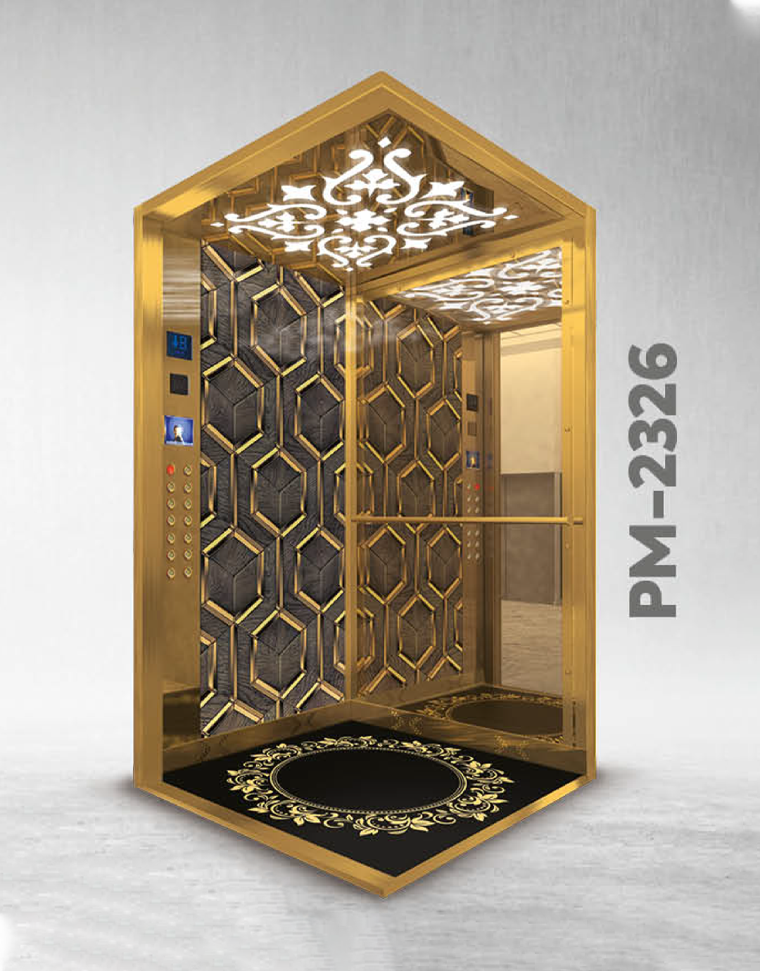 Luxury Gold Elevator Cabin