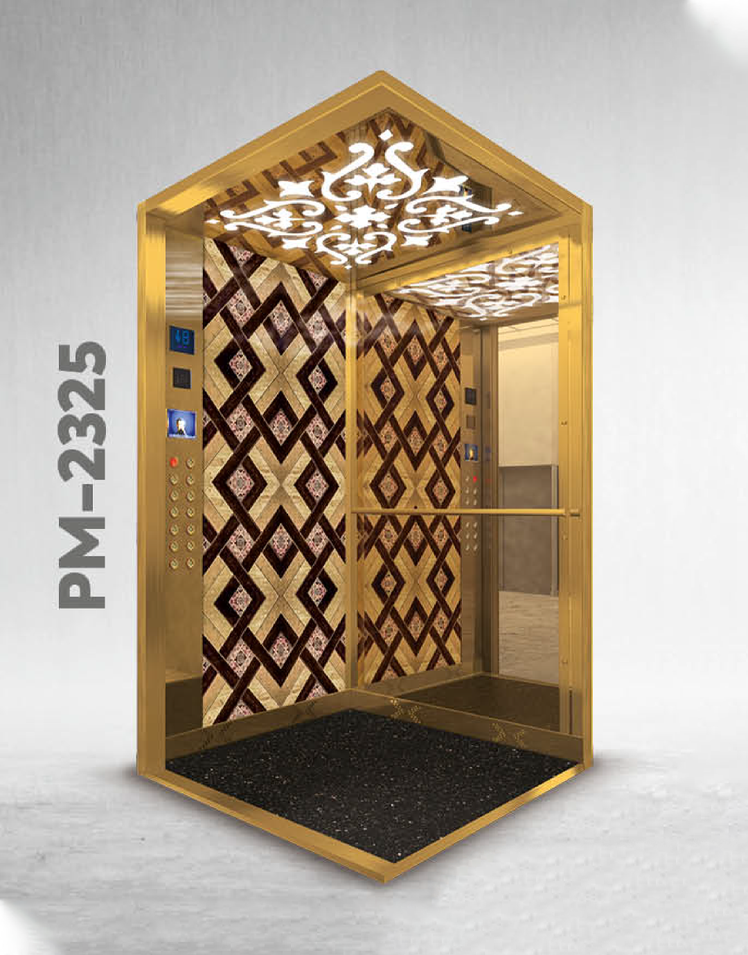 Luxury Gold Elevator Cabin
