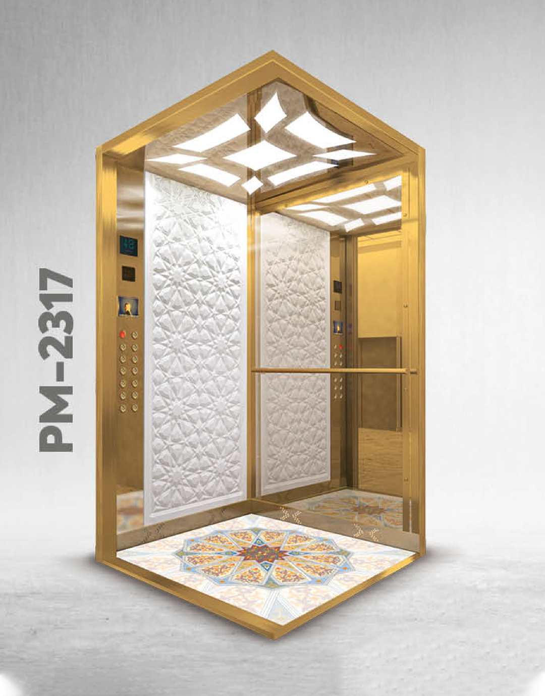 Golden Luxury Elevator Cabin