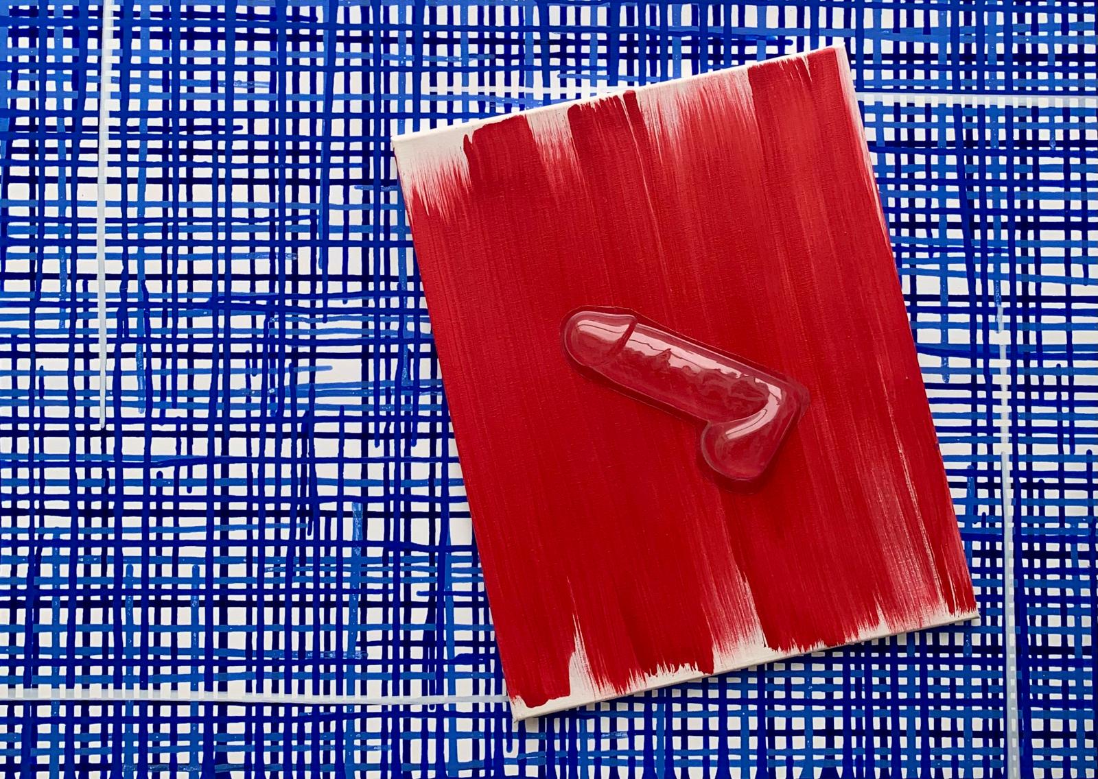 Abstraktes Wandbild mit Acryl-Relief