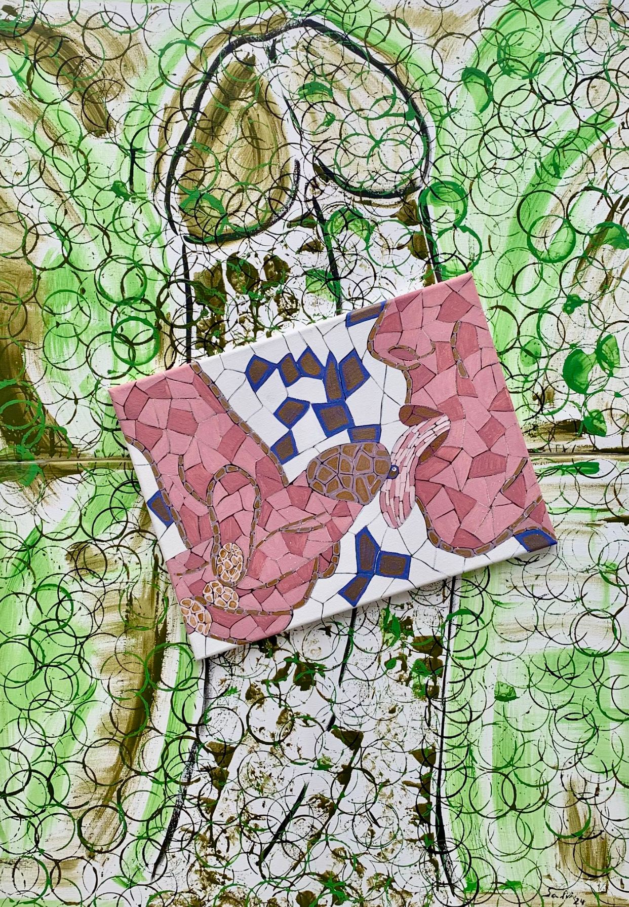 Mosaik-Kunstwerk auf Leinwand