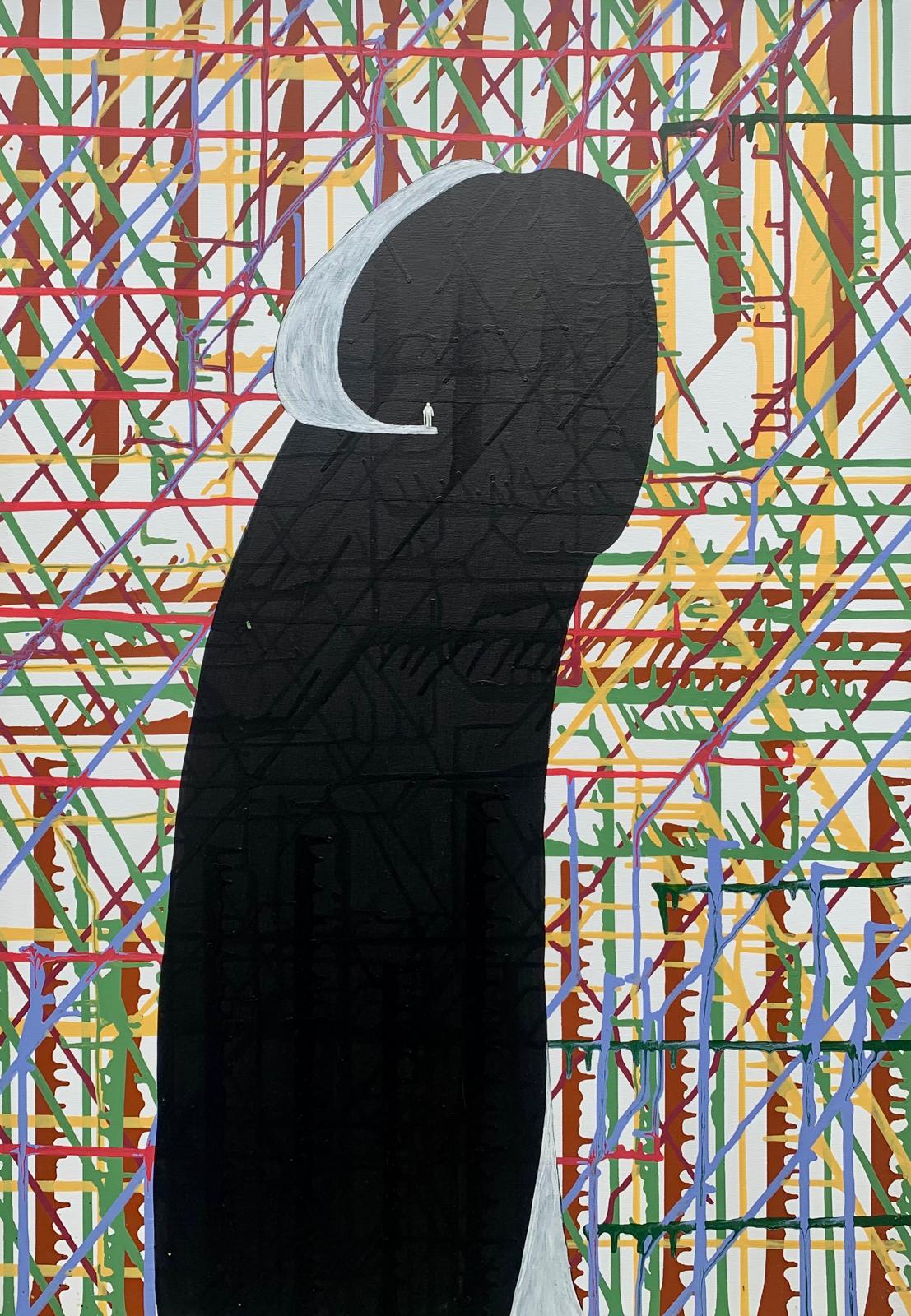 Abstraktes Kunstwerk – Linien und Silhouette
