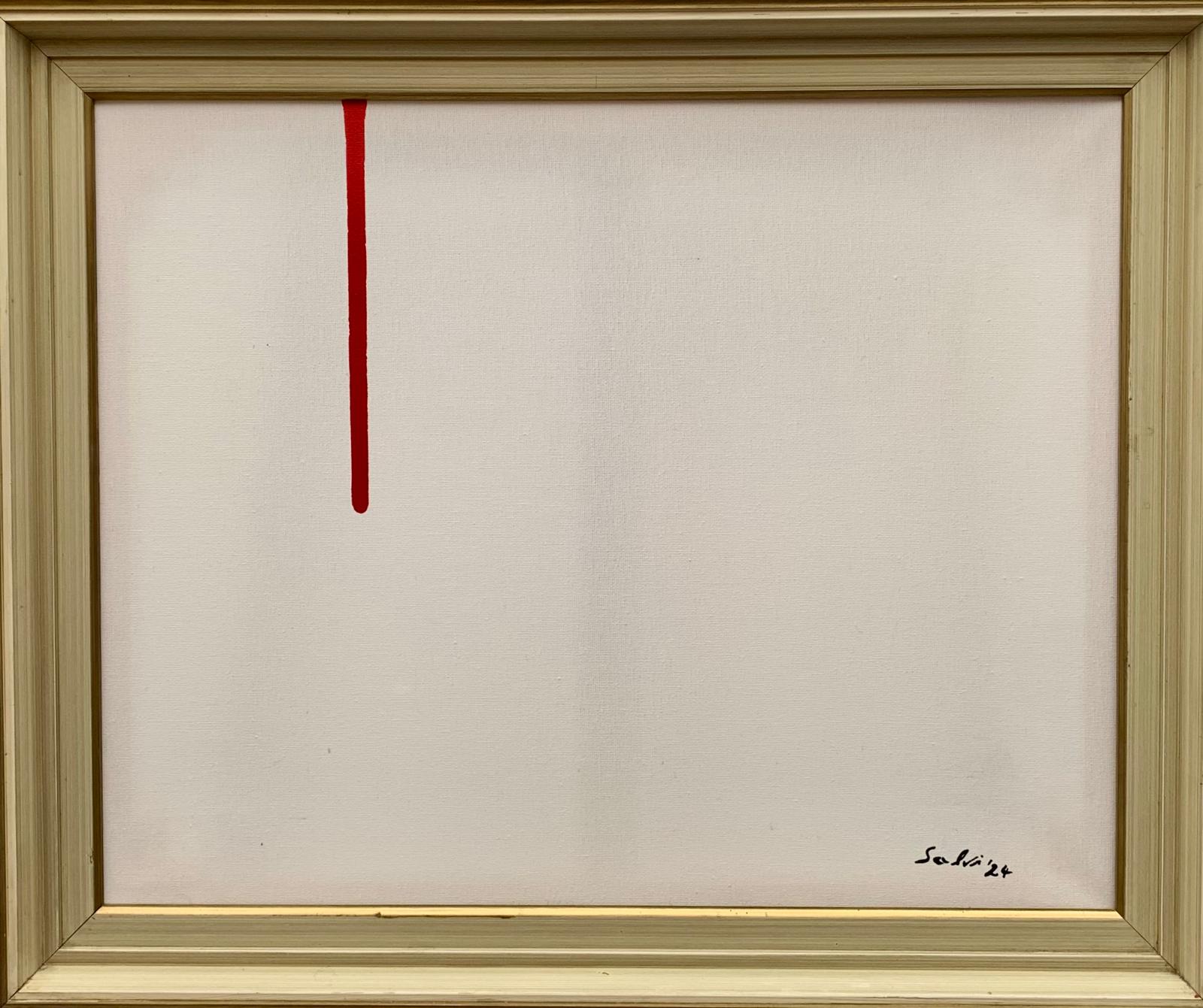 Minimalistisches Gemälde mit rotem Streifen
