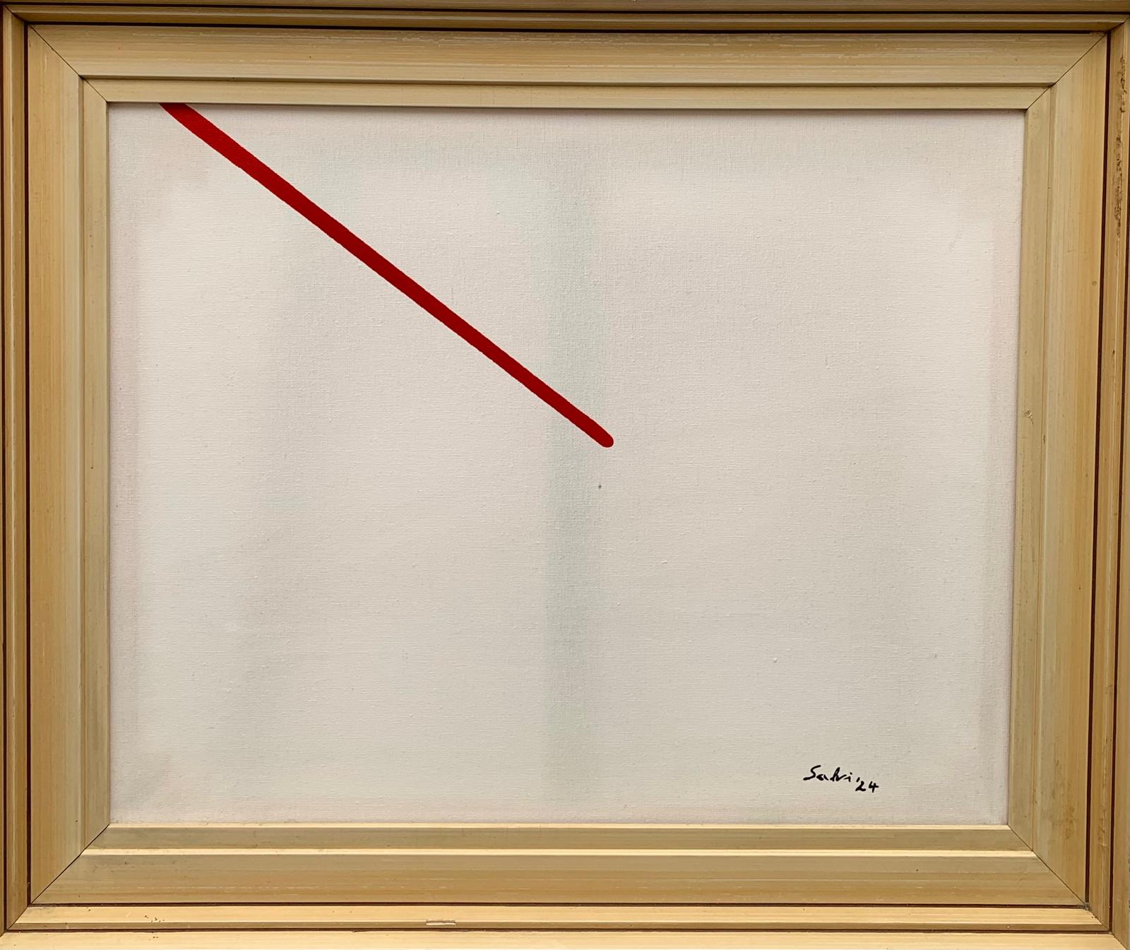 Minimalistisches Kunstwerk mit rotem Strich