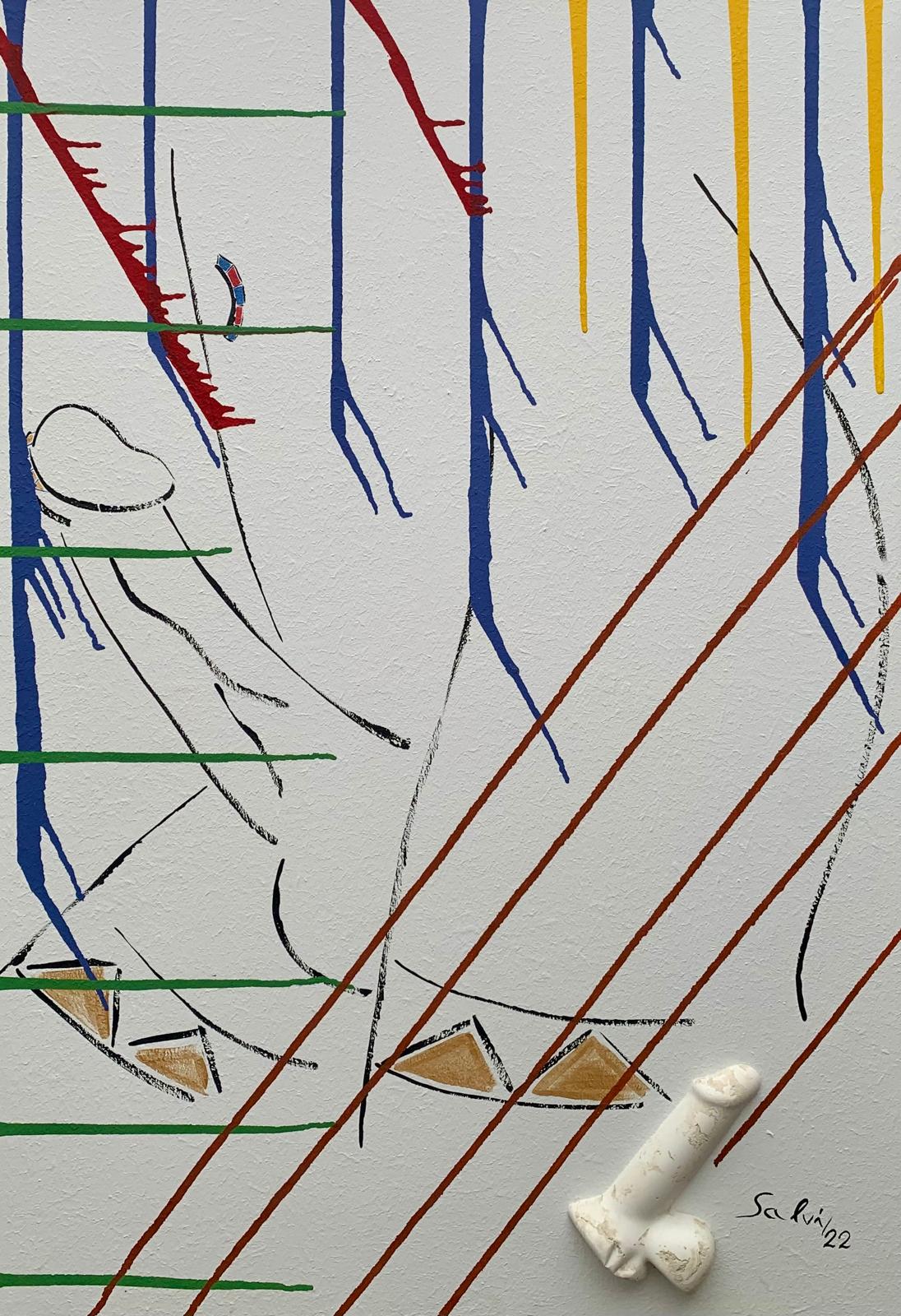Abstrakte Wandkunst mit Keramik