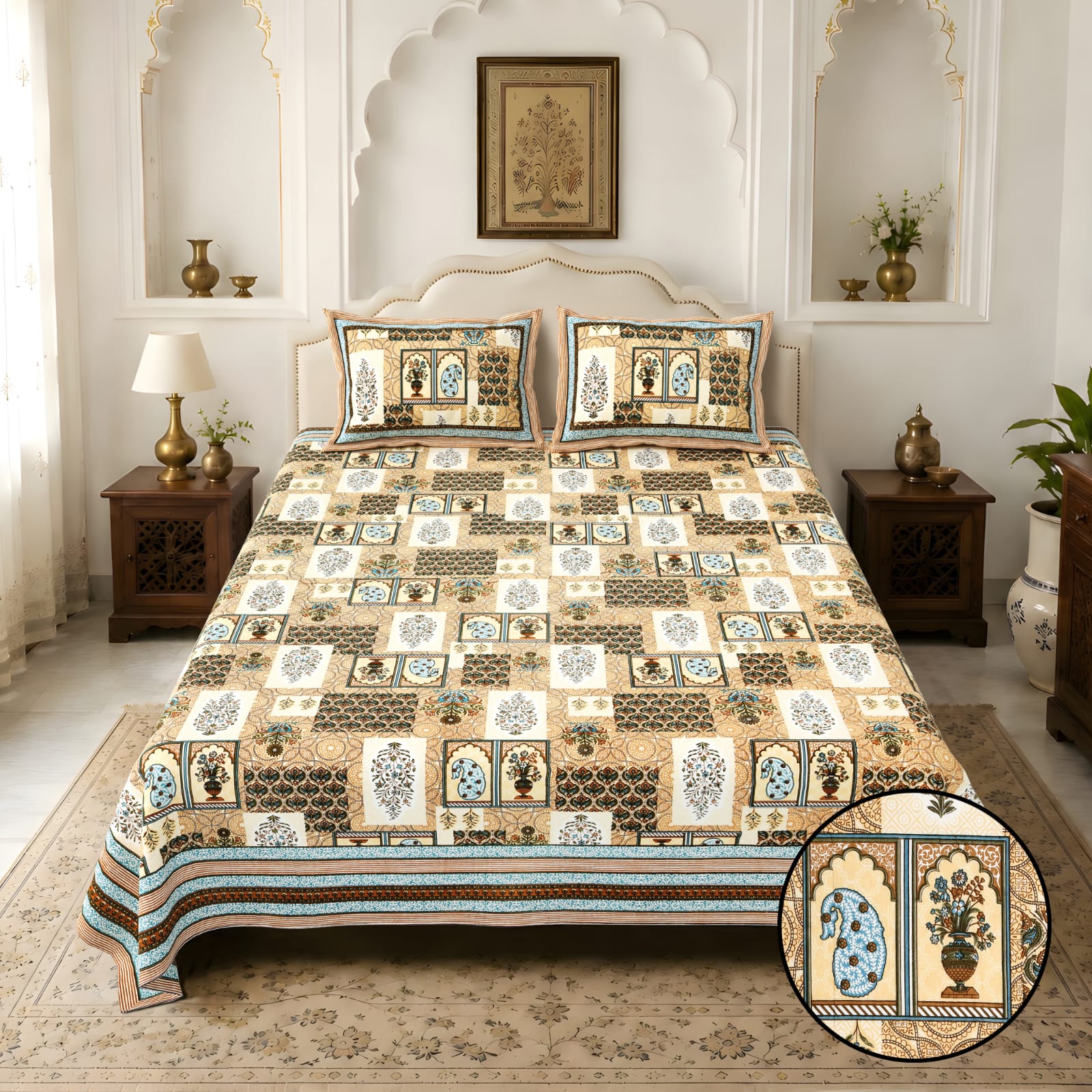 Jaipurio Amrita Royal Palace Bedsheet (100 x108)