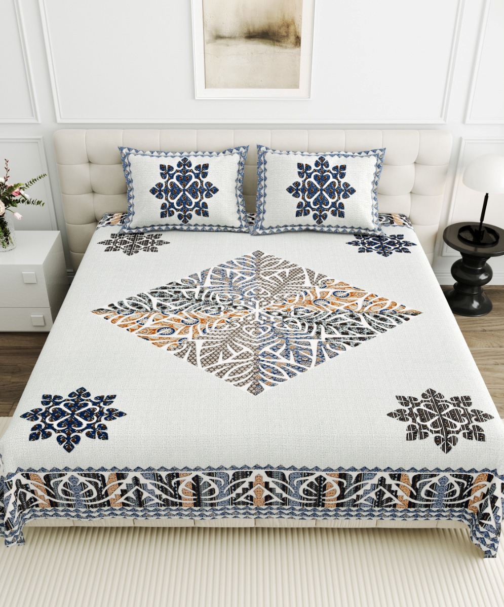Jaipurio Gangaur Diamond Patch Bedsheet (95x108)