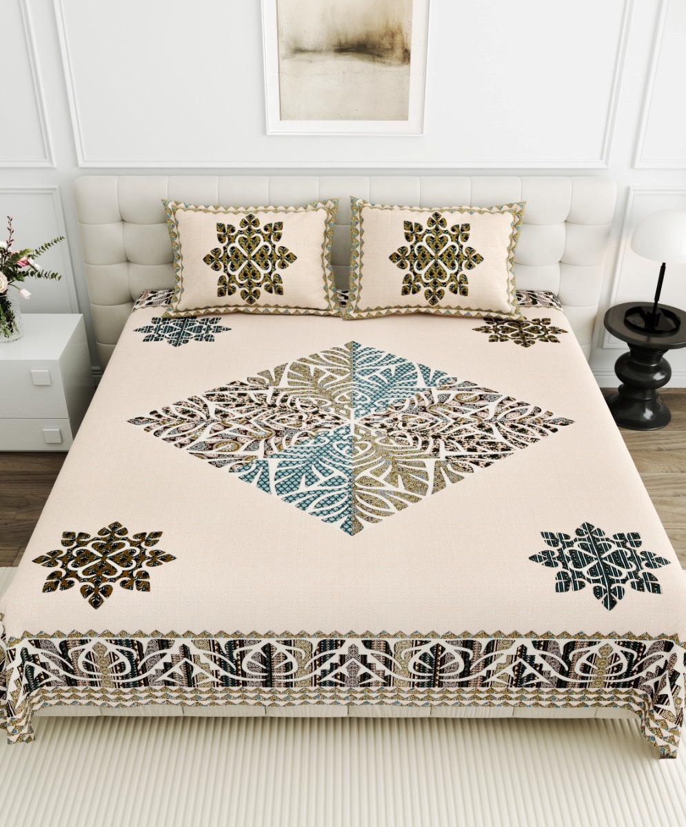 Jaipurio Gangaur Diamond Patch Bedsheet (95x108)