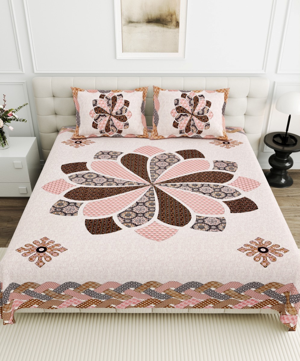 Jaipurio Gangaur Geometric Pinwheel Bedsheet (95x108)