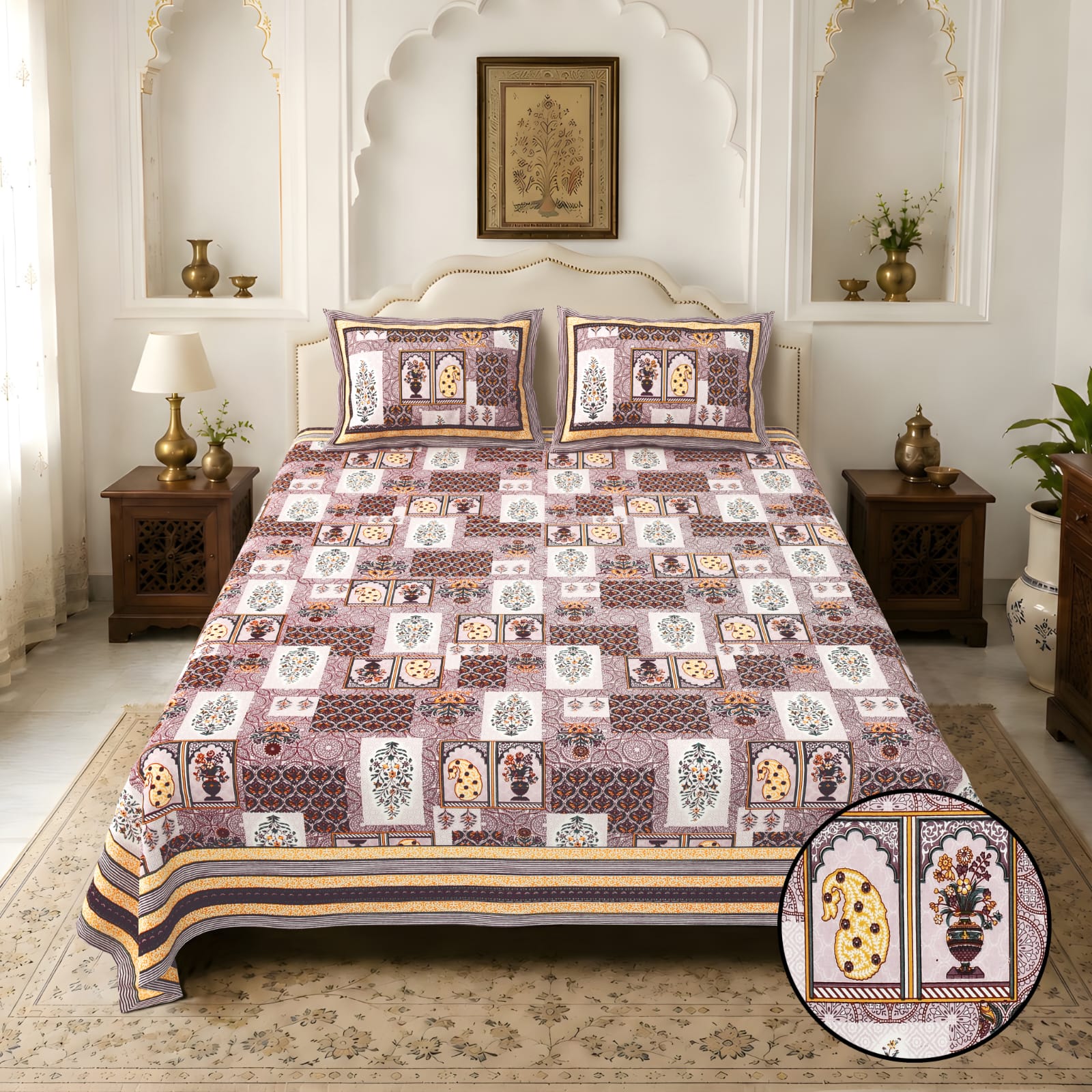 Jaipurio Amrita Royal Palace Bedsheet (100 x108)