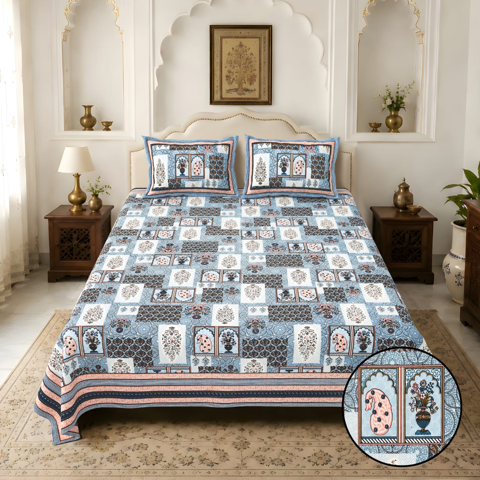 Jaipurio Amrita Royal Palace Bedsheet (100 x108)