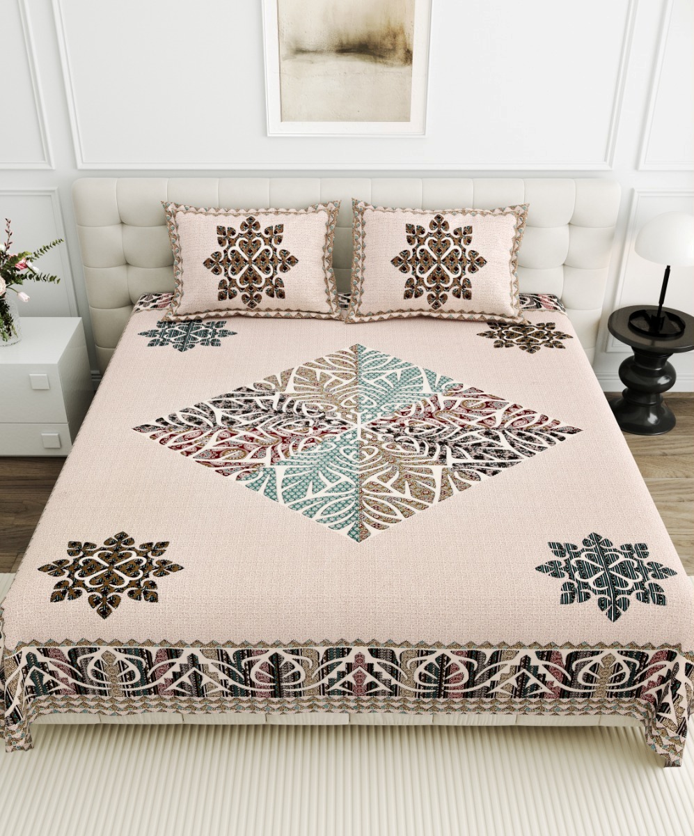 Jaipurio Gangaur Diamond Patch Bedsheet (95x108)
