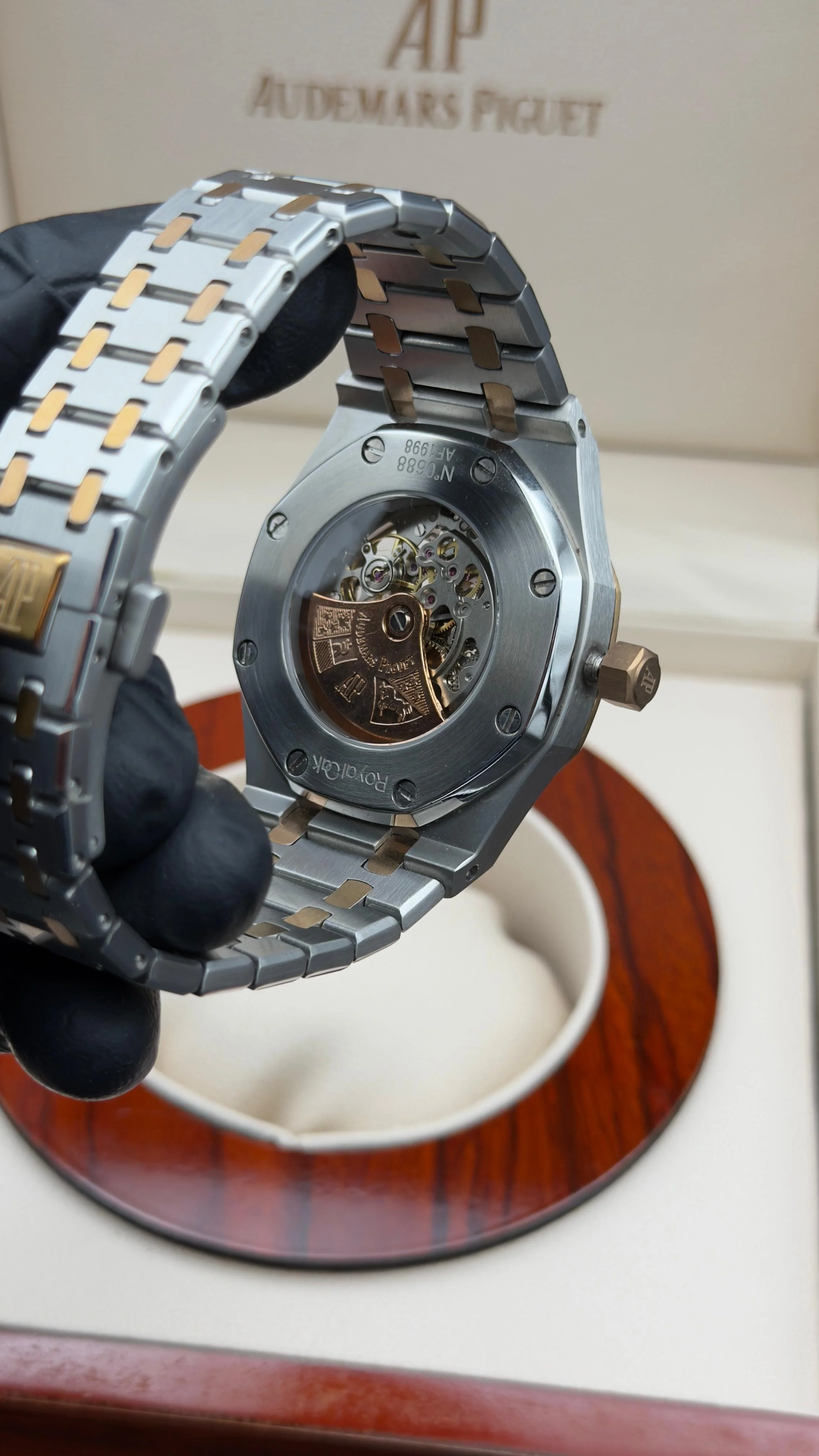 Royal Oak Style Skeleton Watch White Dial Two-Tone Integrated Bracelet