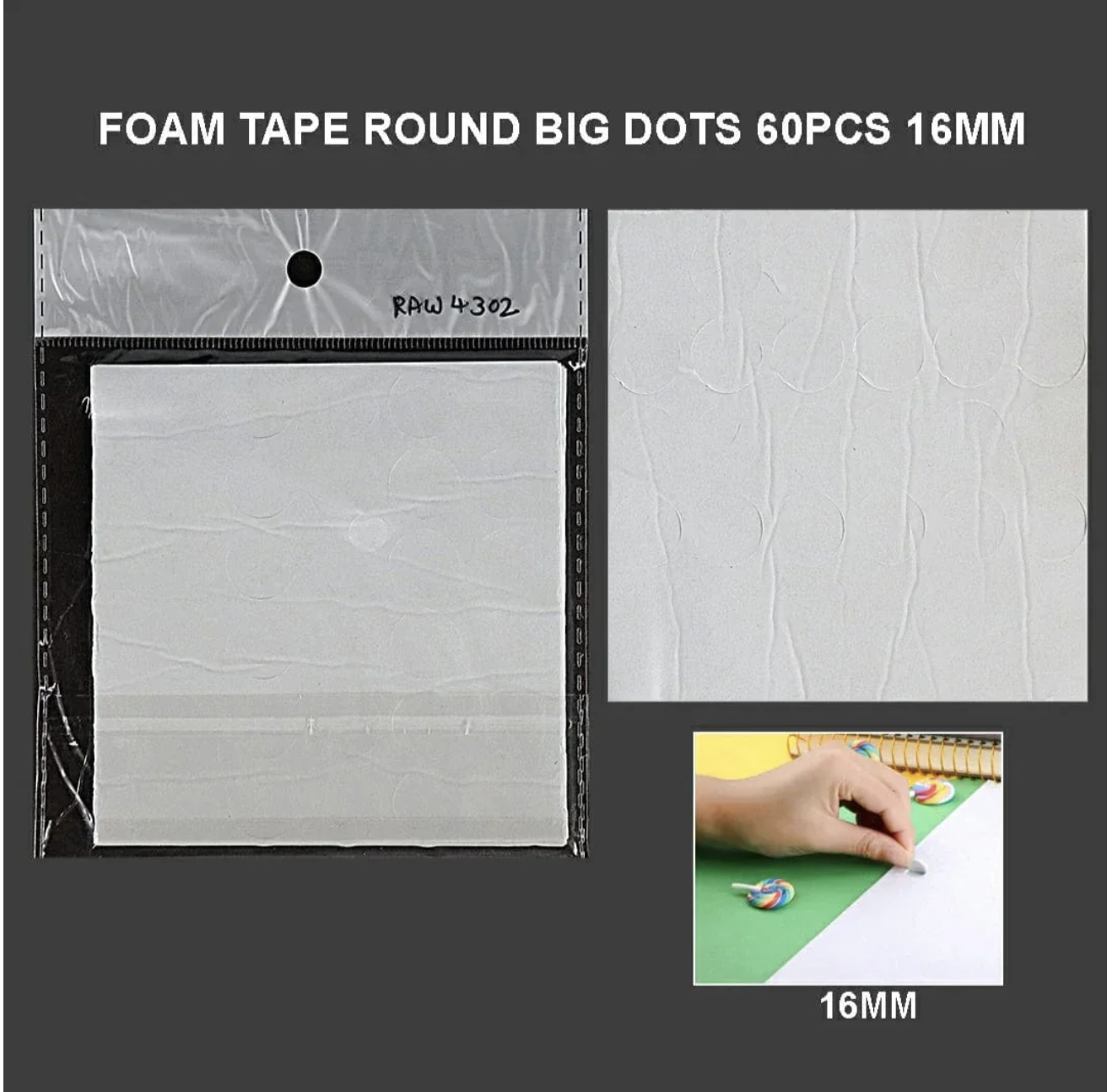 Foam Tape Round Big Dots 16mm (60pcs)