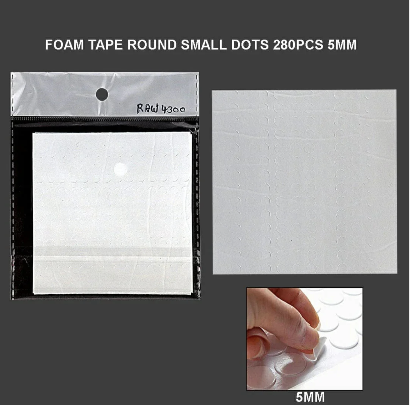 Foam Tape Round Dots 5mm (280Pcs)