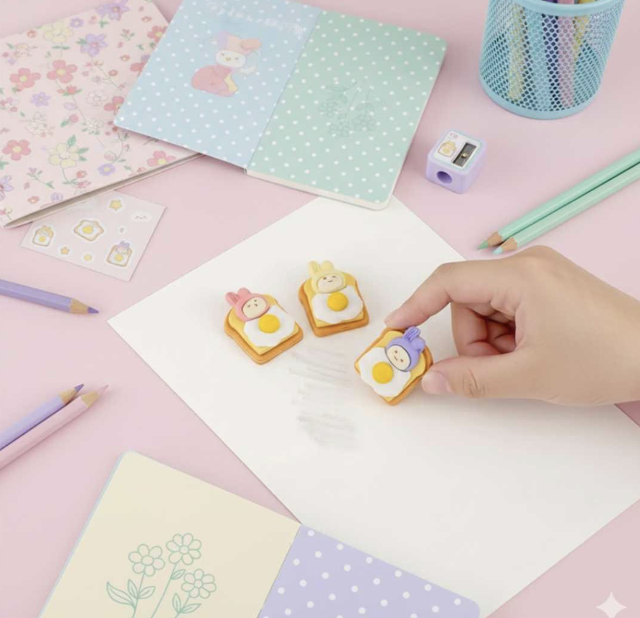 Cute Bread Omelet Erasers