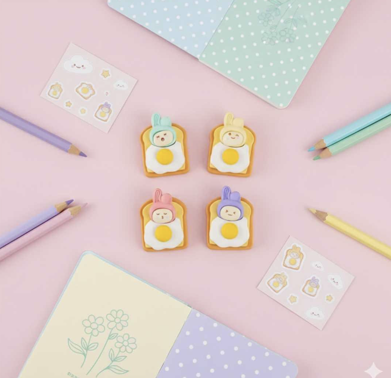 Cute Bread Omelet Erasers