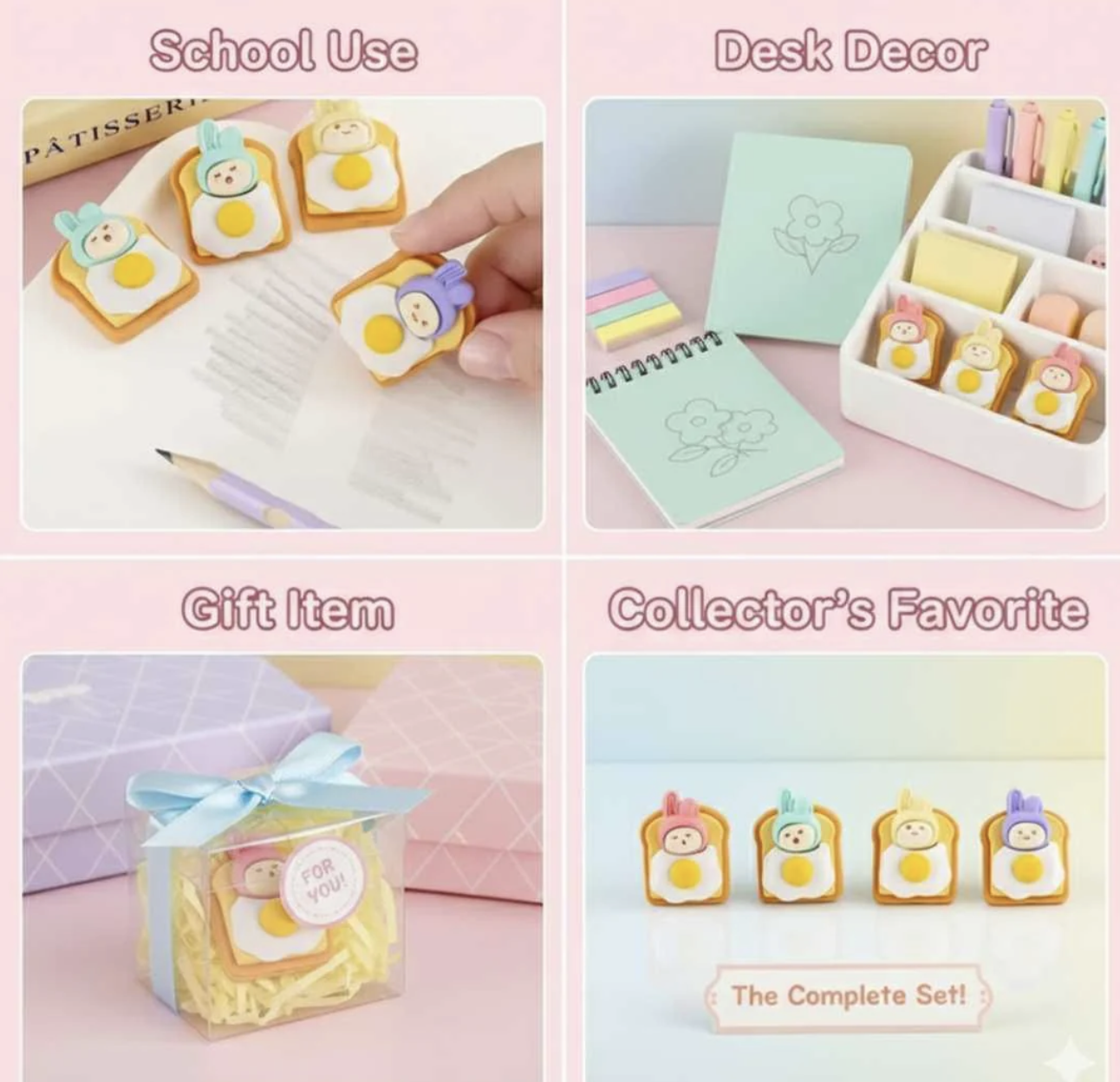 Cute Bread Omelet Erasers