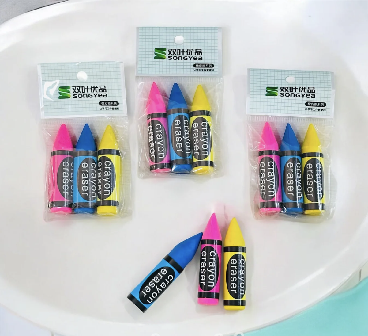 Cute Crayon-Shaped Erasers