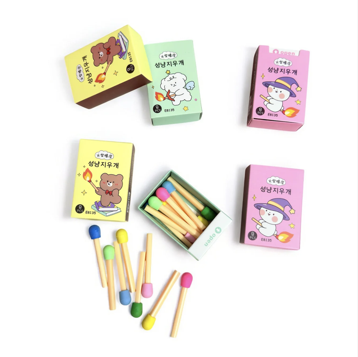 Cartoon Matchstick Erasers
