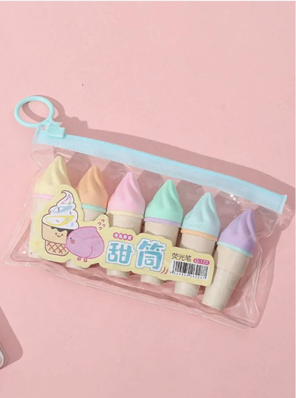 Ice Cream Cone Highlighter Set