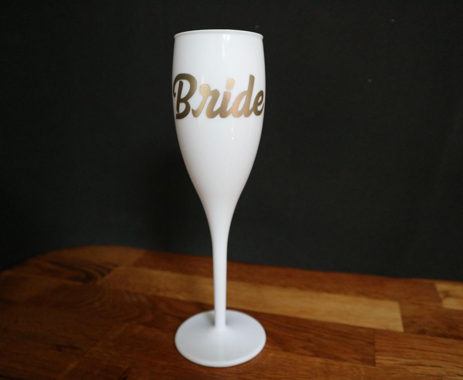 Personalised White Plastic Champagne Flute