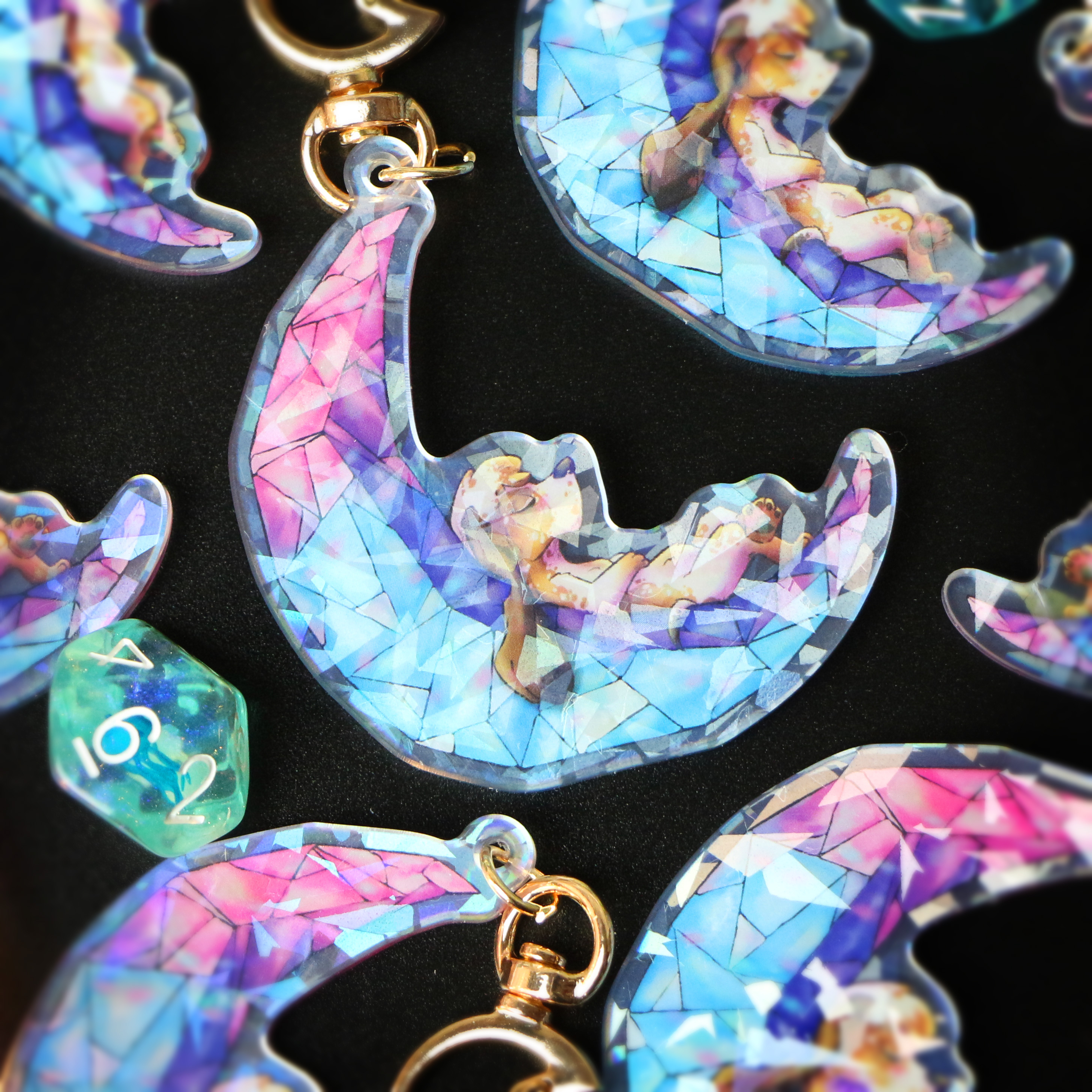 Porte-clé Acrylique - Basset-Hound Lunaire