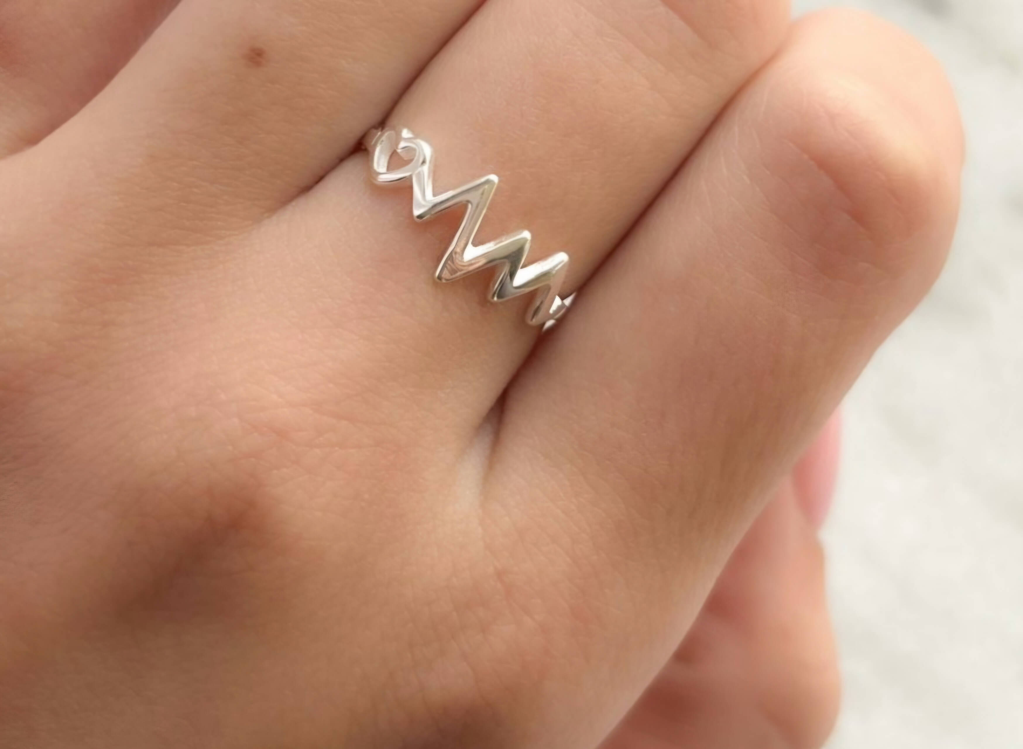 Heartbeat Silver Ring