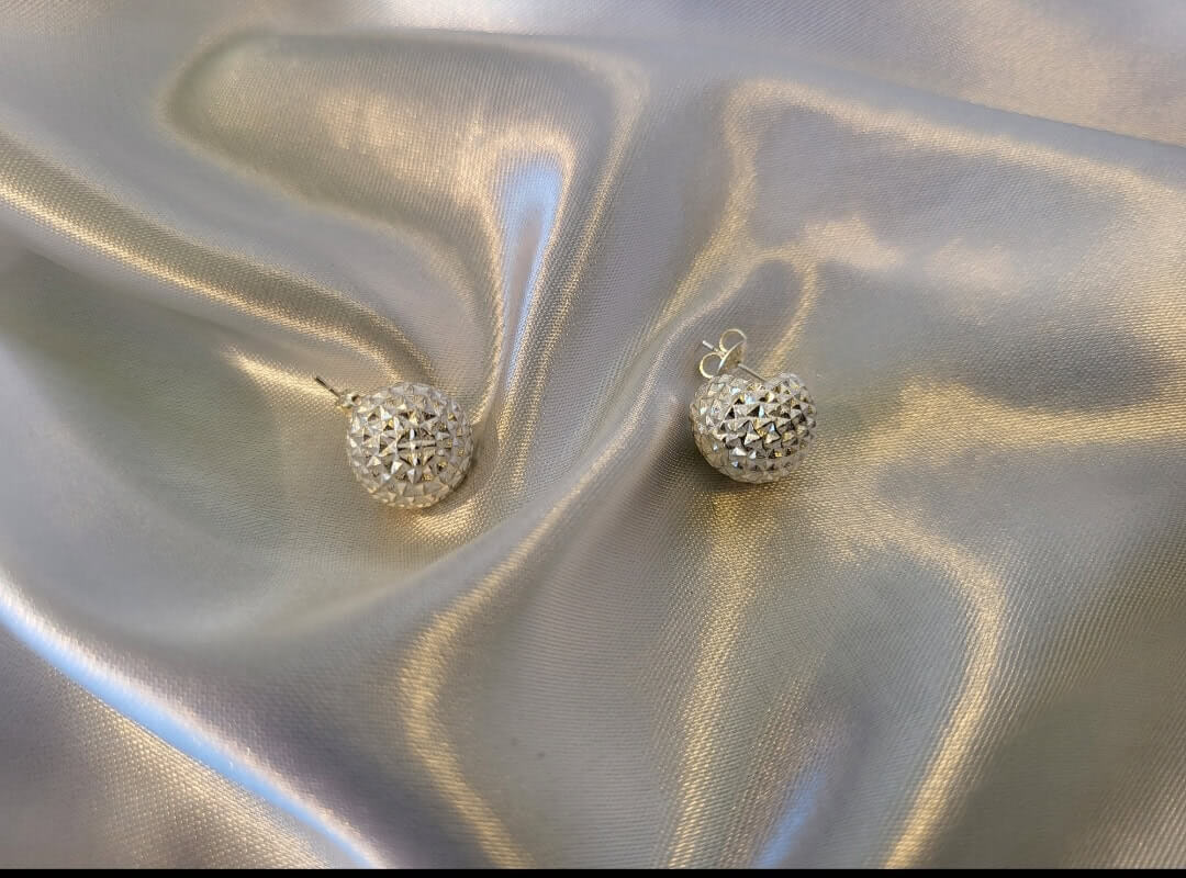 Silver Sparkle Ball Earrings