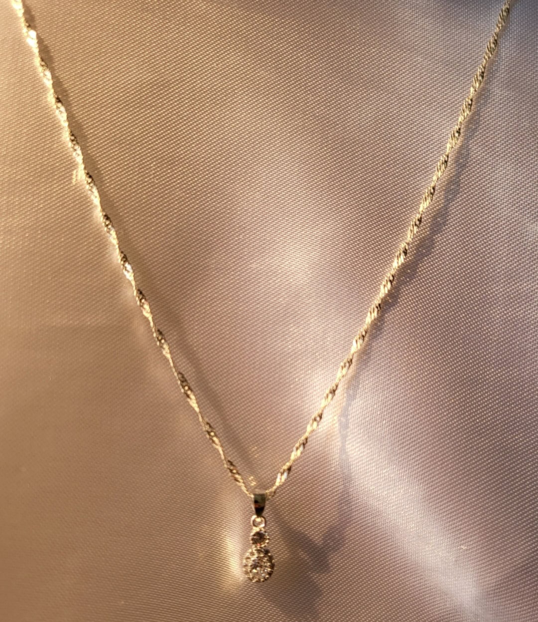 Elegant Silver & Crystal Pendant Necklace w/ Earrings